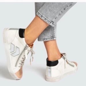 Dolce Vita Zonya Metallic Gold Copper Cream Leather High Top Sneakers Size 7.5